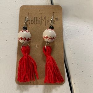 Baseball tassel earrings